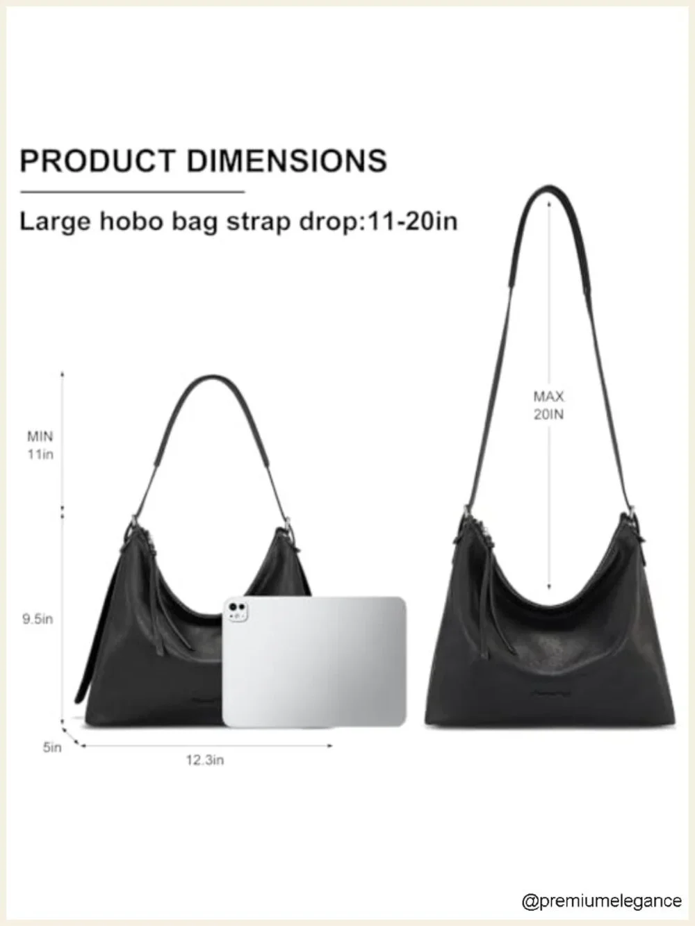 Ultra Soft Vegan Leather Slouchy Hobo Bag Crossbody Purse with Zipper